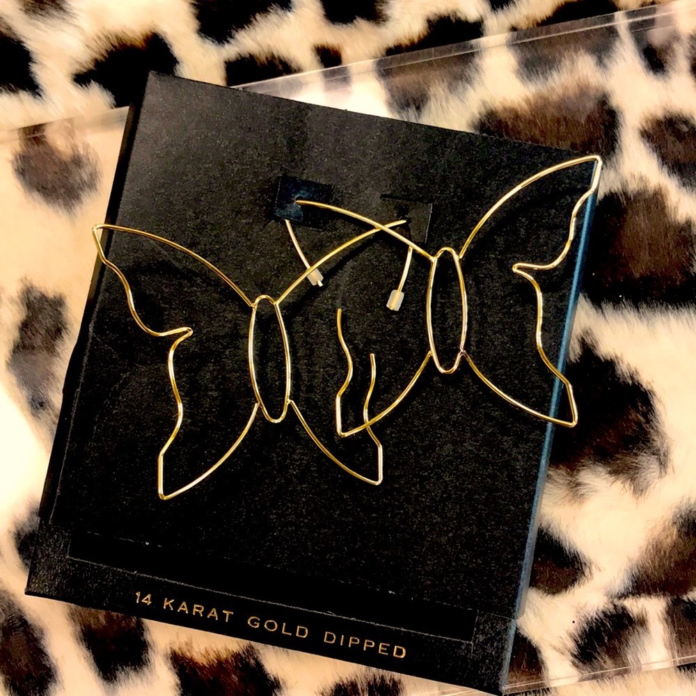 Butterfly gold wire earrings